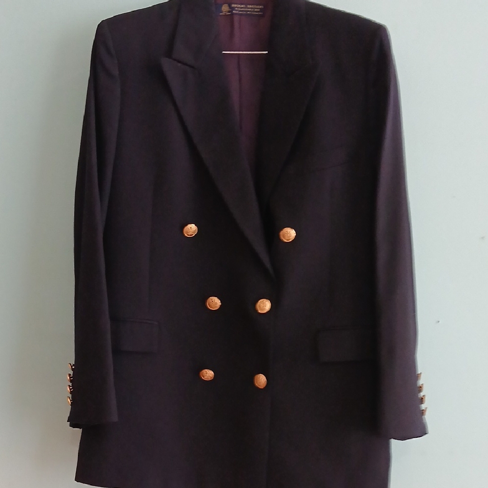 Brooks Bother's Vintage Women's Navy Double-Breasted Fitted Blazer